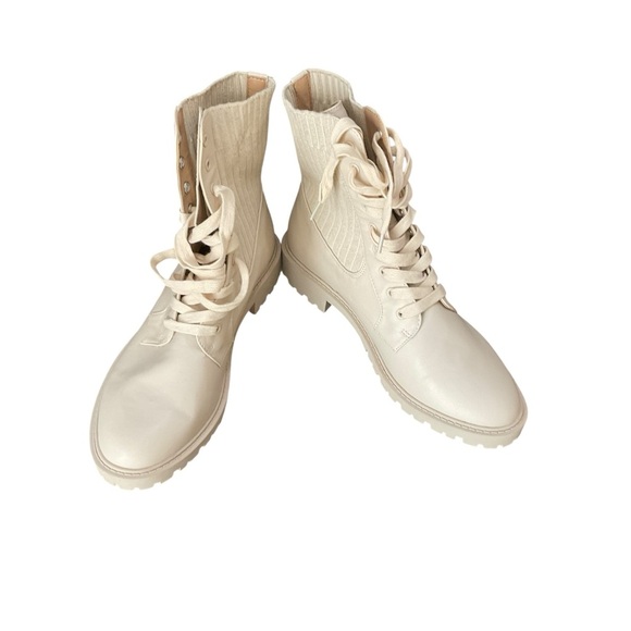 Crown & Ivy Alexis Cream Lace-Up Combat Boots Size 9 - Picture 2 of 13